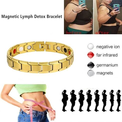 Lymph Drainage Bracelet for Women Men,7MM Wide Imagineitem Lymph Detox Bracelet,Hematite Therapeutic Slimming Bracelet,Energy Protection Health Yoga Bracelet in Kuwait