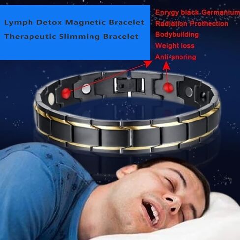 Lymph Drainage Bracelet for Women Men,7MM Wide Imagineitem Lymph Detox Bracelet,Hematite Therapeutic Slimming Bracelet,Energy Protection Health Yoga Bracelet in Kuwait