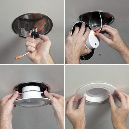 مصباح LED تحديثي من سلسلة HALO RL مقاس 5/6 بوصة، CCT قابل للتحديد (2700K-5000K) LED مدمج، خافت إلى دافئ، حافة حاجزة بيضاء، 600 لومن in Kuwait