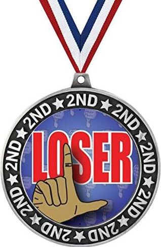Loser Second Place Medals, 2 3/4" Silver Funny Last Place Trophy Medal Award Prime in Saudi Arabia