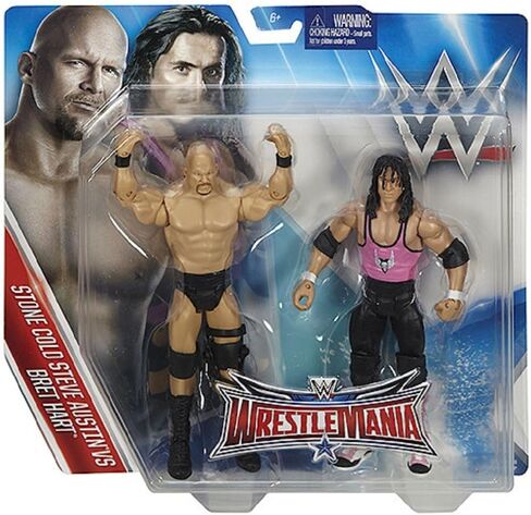 WWE MATTEL Wrestlemania 32 مجسم ستيف أوستن وبريت (عبوتان) in Saudi Arabia