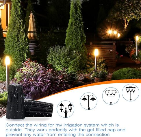 100 Pieces Waterproof Wire Electrical Connectors Black Waterproof Wire Nuts Outdoor Seal Electrical Twist Nuts Caps Cable Terminal Connector for Landscape Light, Irrigation Valves (0.93x0.47Inch) in Kuwait