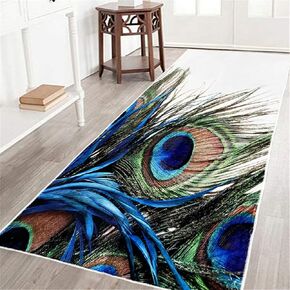 Peacock Feather Hallway Runner Rug 2x6,Peacock Feathers Eyes Oriental,Non Slip Washable Rugs for Entryway Runner Laundry Rug Runner Bathroom Runner Rugs Hallways Kitchen Bedroom Throw Accent Area Rug