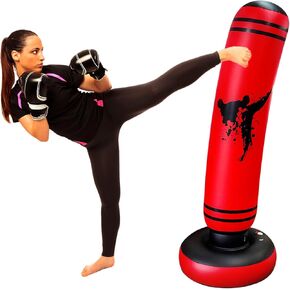 Heavy Punching Bag for Adults Boxing Bag Standing Kickboxing Bag with Stand Boxing Dummy Inflatable Cool Fun Toys for Boys Sports Gifts Outdoor Activities Yard Games