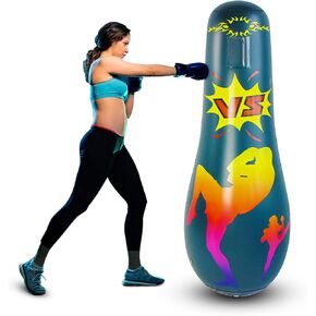 Heavy Punching Bag for Adults Boxing Bag Standing Kickboxing Bag with Stand Boxing Dummy Inflatable Cool Fun Toys for Boys Sports Gifts Outdoor Activities Yard Games