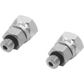 (2-PACK) 6900-04-06-O Hydraulic Hose Adapter Fitting 1/4" Male O-Ring Boss (7/16"-20UNF)×3/8" NPSM Female Pipe Swivel (3/8"-18NPSM) SAE Straight Pipe Joints Tube Connector Carbon Steel