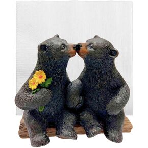 Napkin Holder with Kissing Bears Cabin Rustic Style Dining Décor