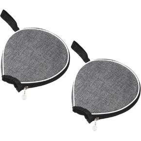 2 Pack Ping Pong Paddle Cover - Table Tennis Racket Case Half Bag Apply to Storage Organize (Grey)
