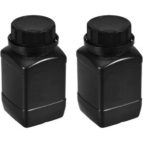 uxcell Plastic Lab Chemical Reagent Bottle, 250ml/8.45 oz Wide Mouth Sample Sealing Liquid/Solid Storage Bottles, Black 2pcs