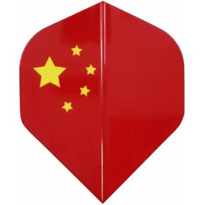 Chinese Flag 75 Micron Dart Flights, People's Republic of China Star Patriot Strong Durable for Steel & Soft Tip Darts (1 Set - 3 Flights)