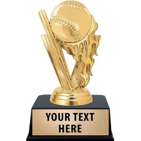 Crown Awards Baseball Trophies with Custom Engraving, 6" Personalized Gold Baseball Fireball Trophy On Black Base Prime