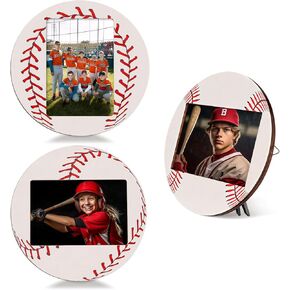 3 Pack 8.3 x 8.3 inches Sports Pattern Wooden Picture Frames, Fits 4 x 6 inches Photos, for Tabletop Display, Home Office Decoration, Gift