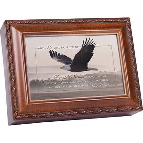 Cottage Garden Raise You Up On Eagles Wings Flying Woodgrain Keepsake Music Box Plays On Eagle's Wings