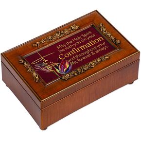Cottage Garden Confirmation Holy Spirit Petite Rose Woodgrain Music Box Plays How Great Thou Art