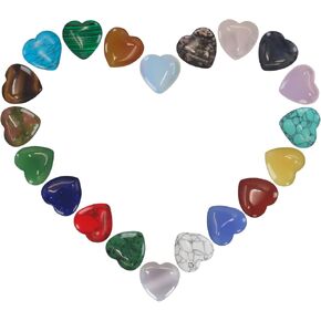20PCS Heart Healing Crystals Amethyst Heart Love Stones Set Palm Thumb Gemstones Chakra Reiki Balancing Gifts for Men Women (Colorful - 20 PCS)