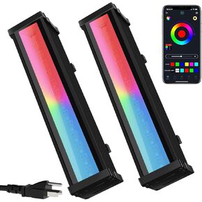 Remon LED Stage Light Bar RGB Color Changing Wall Wash Lights Landscape Outdoor, 2-Pack 30W Bluetooth Smart Floodlights Rgbw App Control, 2700K & 5700K White & 16 Million Colors & 20 Modes & Timing