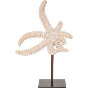 Deco 79 Ceramic Sea Life Handmade Decorative Sculpture Ombre Home Decor Statues with Cylinder Block Bases and Netting Accents, Set of 3 Accent Figurines 4" W, 12" H, Blue