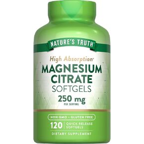Nature's Truth Magnesium Citrate Softgels | 250mg | 120 Count | High Absorption | Non-GMO & Gluten Free Supplement