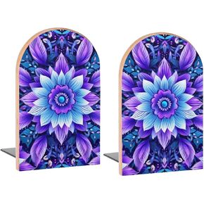 Wolf Blue Galaxy Book Ends Decorative Wood Bookends for Shelves Kids Room Desk Home Office Book Stoppers for Magazines,Books, DVDs, 1 Pair/2 Pieces(5x3.1 in)