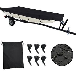 14ft Jon Boat Cover- Waterproof Heavy Duty Trailable Jon Boat Cover Fits Jon Boat 14ft Long Black…