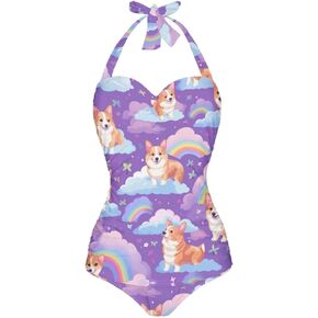 Upetstory Women's One-Piece Swimsuits Full Coverage Bathing Suit Halter Swinwear