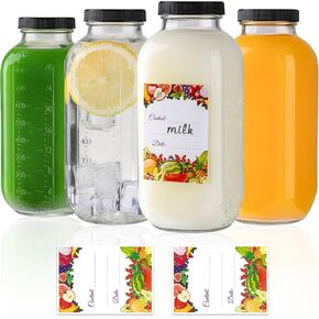 12 oz Glass Bottles with Lids 12Pack, 360ml Glass Bottles for Juicing, Water, Kombucha - Portable Glass Juice Bottles with Lids 12 oz (12fl.oz, Set of 12)