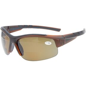 Eyekepper TR90 Polarized Bifocal Half Rimless Sunglasses Transparent Frame +3.0