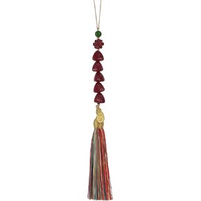 Good Luck Charms - Handmade feng Shui Keychain Family Happiness for Prosperity and Safety - Red Cinnabar Natural Crystal Chinese fengshui Decor