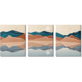 Stupell Industries Modern Landscape Reflection Flying Birds Over Lake 3pc set Canvas Wall Art, Design by JJ Design House LLC