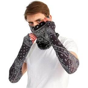 Unisex UV Protection Neck Gaiter Sun Arm Sleeves Set, Ice Silk Neck Gaiter, Cooling Arm Sleeve, Bandana for Hiking