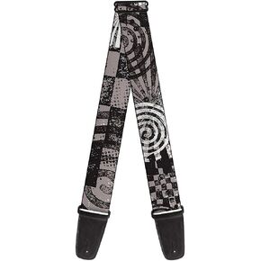 Buckle-Down Guitar Strap - Grunge Chaos Black/White - 2" Wide - 29-54" Length