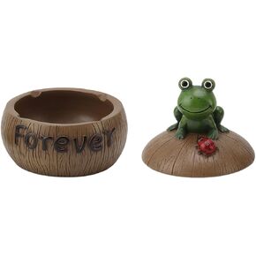 Coconut Shell Turtle Sculptures Ashtray, Cute Outdoor Turtle Ash Tray with Lid Versatile Animal Themed Container for Home Office (Frog)