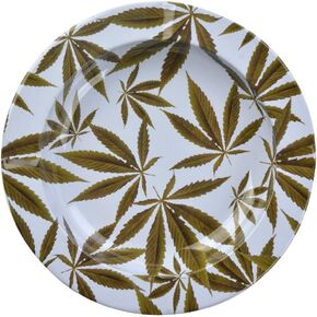 Metal Ashtray Outdoor Indoor Round Ashtrays 5.5 Inch (White-Green)