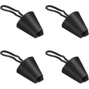 Scupper Plugs for Kayak Sit-on-top, 4 Pieces Universal Kayak Scupper Plugs Kit with Lanyard, Strong Sealing Drain Holes Stopper Bung for Pelican Kayak Canoes (Black)