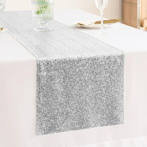 YUHX 12" x 72" Pink Sequin Table Runner, Glitter Sparkle Pink Table Runner Rectangle for Birthday Wedding, Bridal & Baby Shower Party Supplies Decorations (Pink, 1 Pack)