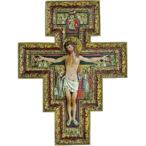 Joseph's Studio by Roman - Collection, 10.75" H San Damiano Cross, Made from Resin, High Level of Craftsmanship and Attention to Detail, Durable and Long Lasting