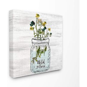 Stupell Industries Wild and Free Yellow Flowers in a Mason Jar Black Framed Wall Art, 12 x 12, Multi-Color