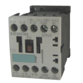 Siemens SIE 3RT1017-1AB02 Contactor, 5.5 KW, 400 V, 1 NC, 24 VAC, 50/60Hz, 3-Pole, Size S00, Screw Connection