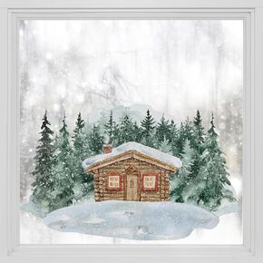 Static Window Film Privacy, Double Sided Window Cling Sticker, Anti UV Glass Film for Christmas Decoration, Winter Snowy Forest Border T061