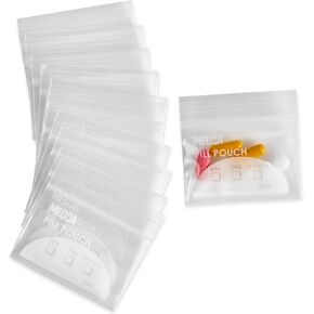 Extra-Thick Pill Pouch Bags - (Pack of 100) 3" x 2" 8 Mil - BPA Free, Poly Bag Disposable Zipper Pills Baggies, Daily AM PM Travel Medicine Organizer Storage Pouches, Clear Reusable w/Write-on Labels