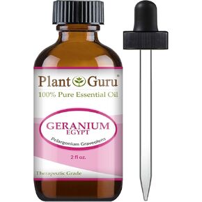 Plant Guru Geranium Essential Oil 2 oz 100% Pure Undiluted Therapeutic Grade