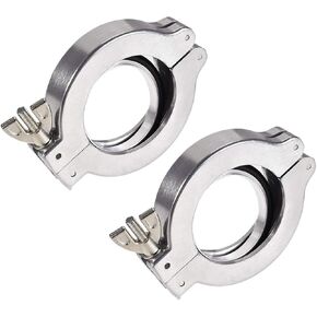 uxcell 2 Pcs Aluminum Vacuum Clamp 90mm X 60mm KF50 Single Pin Clamp Wing Nut W Center Ring for Ferrule TC