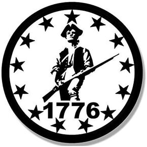 WHITE Round 1776 Minuteman 13 Stars Sticker Decal (minutemen border patriot) 4 x 4 inch