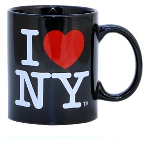 Black I Love NY ceramic Mug with I Heart NY Logo, NYC Souvenir Mugs Official