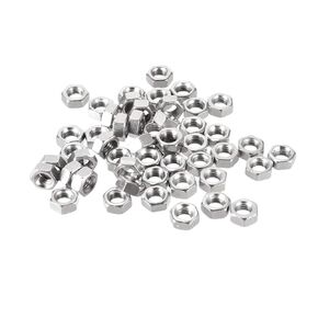 uxcell Hex Nuts, M5x0.8mm Metric Coarse Thread Hexagon Nut, Carbon Steel, Pack of 50 (Silver Tone)