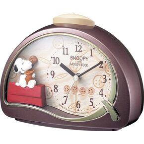 RHYTHM Snoopy 4SE506MJ09 Alarm Clock Character Analog R506 Electronic Sound Alarm Brown