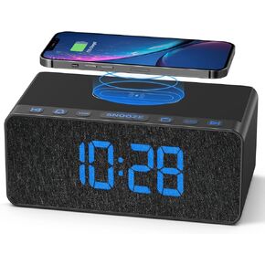 BUFFBEE Digital Alarm Clock FM Radio - 10W Fast Wireless Charger Station & USB Port - 5 Wake Up Sounds, Volume Control, Full Brightness Dimmer for Bedroom in Kuwait