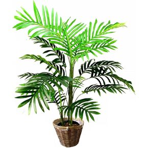 Admired by Nature Areca Potted, Faux Fake Floor Plant for Home Decor Office House Living Room Bedroom Balcony Artificial Palm Trees for Outdoors Indoor, Pack of 2, Twin Pack, 2 Count