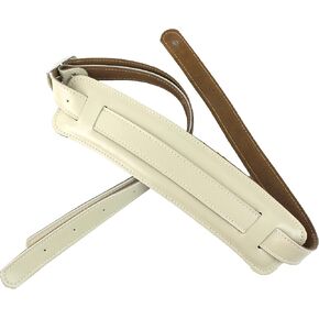 Walker and Williams C-19-WHT حزام جيتار عتيق من الجلد الناعم الفاخر باللون الأبيض مع وسادة مدعومة بجلد سويدي فاخر طويلة جدًا للقيثارات الصوتية والكهربائية والباس