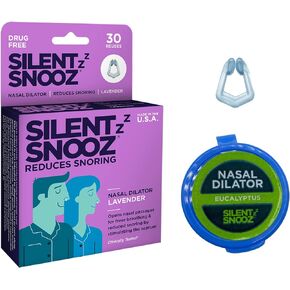 Silent Snooz Nasal Dilator Anti-Snore Device - Reusable Eucalyptus Scented Nose Vent Designed to Stop Snoring (30 Uses)